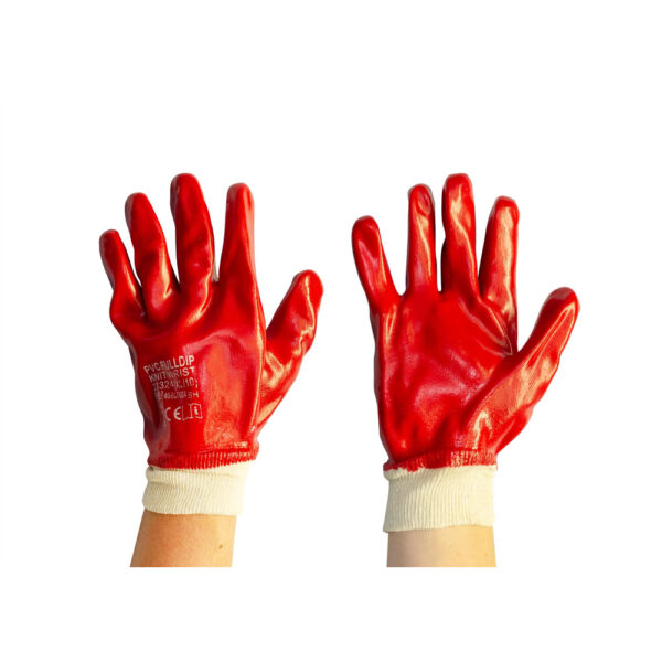 PVC Knitwrist Gloves - Red