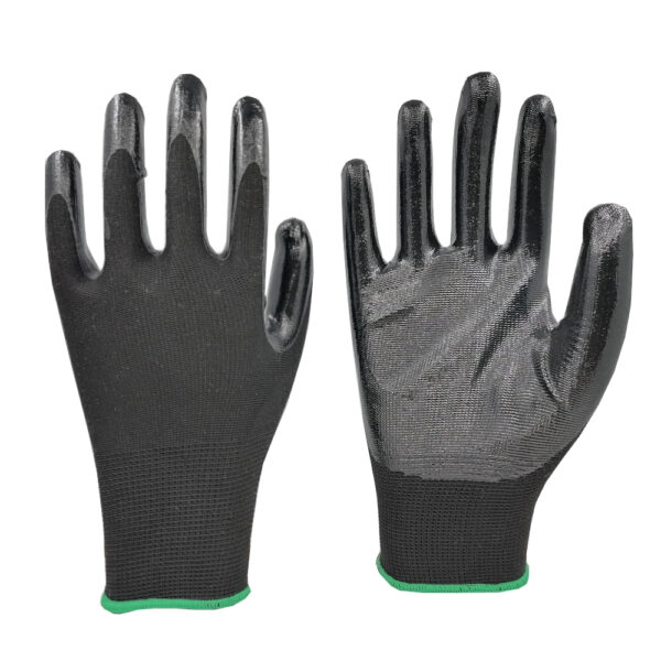 Nitrile Palm Coated Gloves - Black/Black