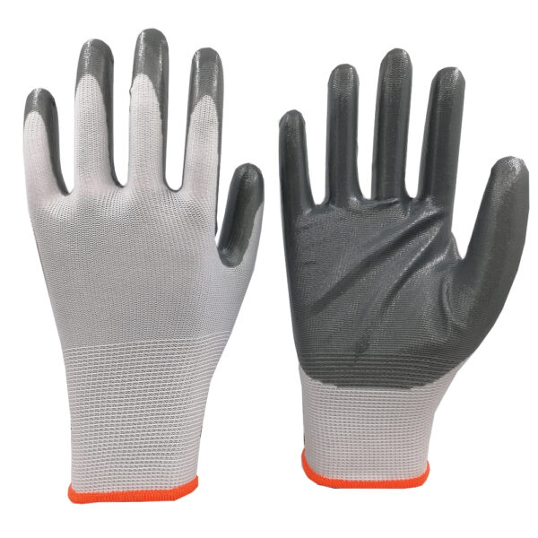 Nitrile Palm Coated Gloves - White/Grey