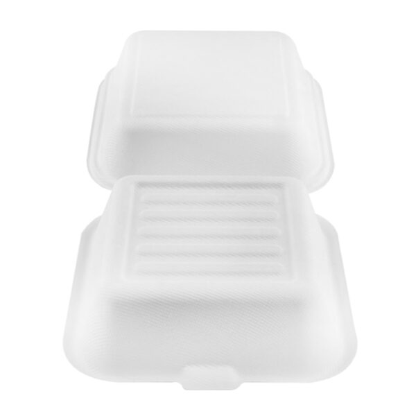 6x6" Burger Bagasse Clamshell - Image 2