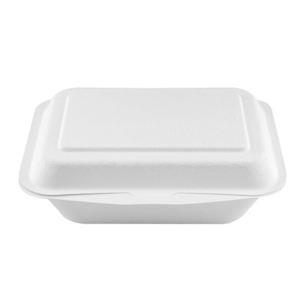 7x5" Rectangle Bagasse Clamshell - Image 2