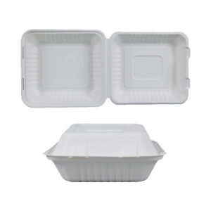 8" Square Bagasse Clamshell