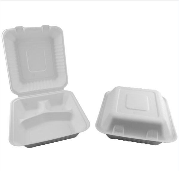 9" 3 Compartment Bagasse Box - Image 2
