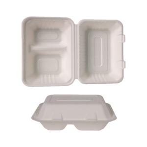 9x6" 2 Compartment Bagasse Clamshell